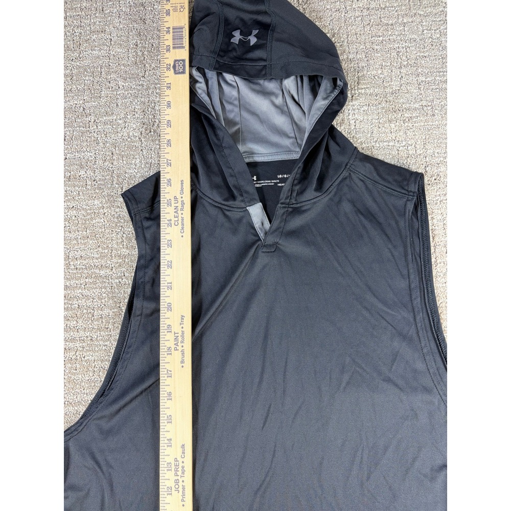 Under Armour HeatGear Sleeveless Hoodie Training Gym Shirt Black Large Mens - Picture 4 of 6